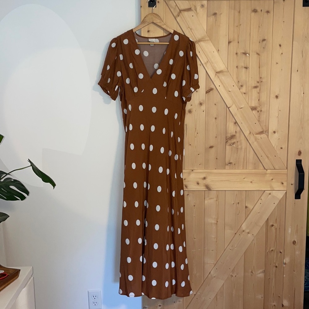 A new day brown polkadot maxi dress size large never worn brand new no tags